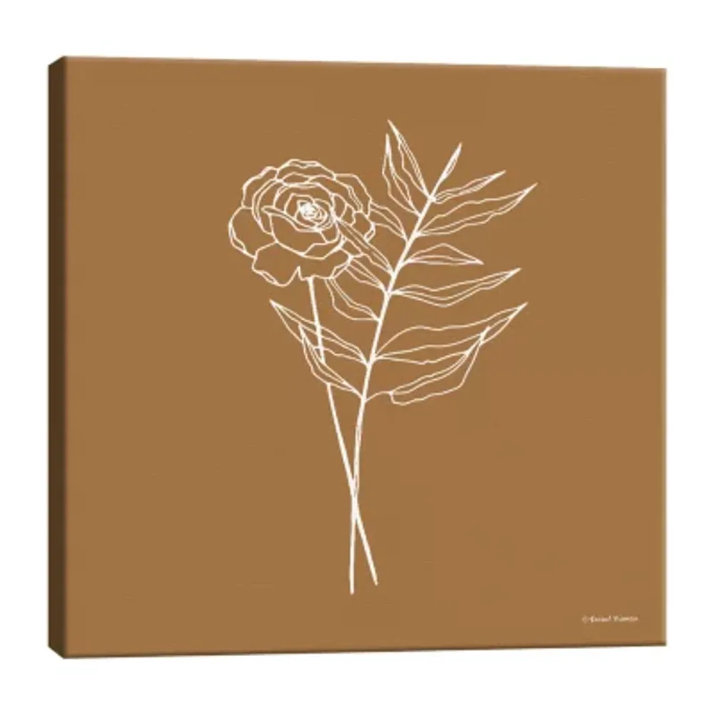 Lumaprints White Floral Line Drawing Canvas Art