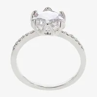 Sparkle Allure Cubic Zirconia Pure Silver Over Brass Flower Cocktail Ring