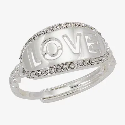 Sparkle Allure Love Crystal Pure Silver Over Brass Oval Band