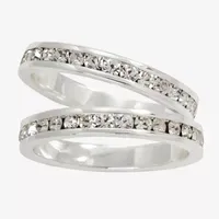 Sparkle Allure 2-pc. Crystal Pure Silver Over Brass Ring Sets