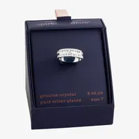 Sparkle Allure 2-pc. Crystal Pure Silver Over Brass Ring Sets