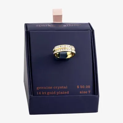 Sparkle Allure 2-pc. Crystal 14K Gold Over Brass Ring Sets
