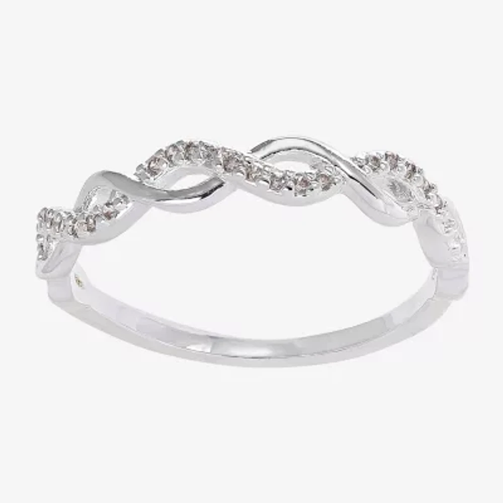 Sparkle Allure Womens 3.5MM Cubic Zirconia Pure Silver Over Brass Band