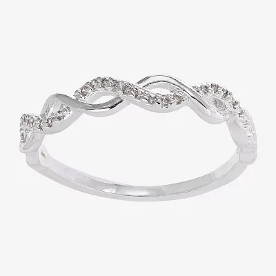 Sparkle Allure Womens 3.5MM Cubic Zirconia Pure Silver Over Brass Band
