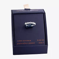 Sparkle Allure Womens 3.5MM Cubic Zirconia Pure Silver Over Brass Band