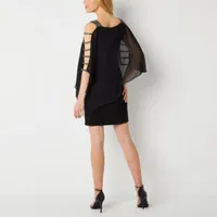 MSK 3/4 Sleeve Embellished Cape Sheath Dress