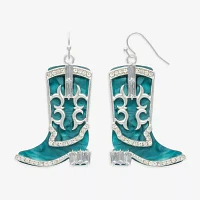 Bijoux Bar Silver Tone Boot Glass Drop Earrings