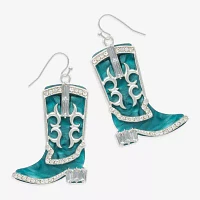 Bijoux Bar Silver Tone Boot Glass Drop Earrings