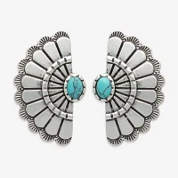 Bijoux Bar Silver Tone Blue Glass 22.5mm Stud Earrings