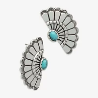Bijoux Bar Silver Tone Blue Glass 22.5mm Stud Earrings