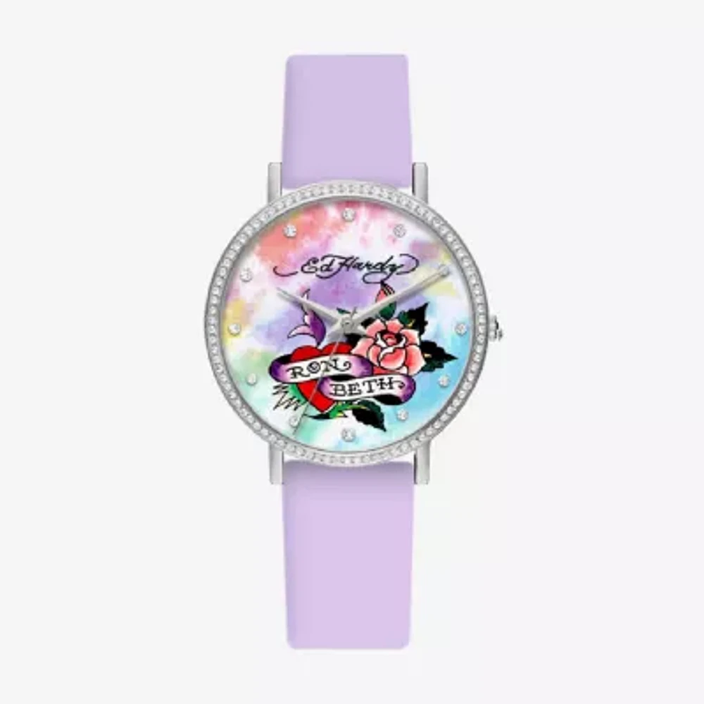 Ed Hardy Womens Purple Strap Watch 15006s-42-F09