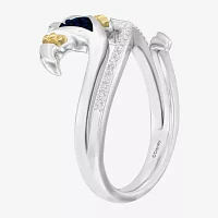 Enchanted Disney Fine Jewelry Womens 1/10 CT. T.W. Genuine Blue Sapphire 14K Gold Over Silver Moana Cocktail Ring