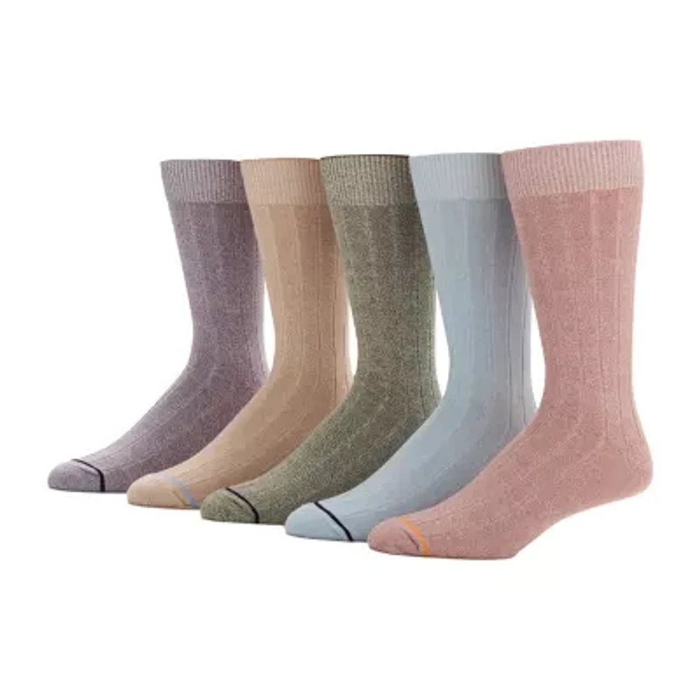 Stafford Casual Dress Cotton 5 Pair Crew Socks Mens