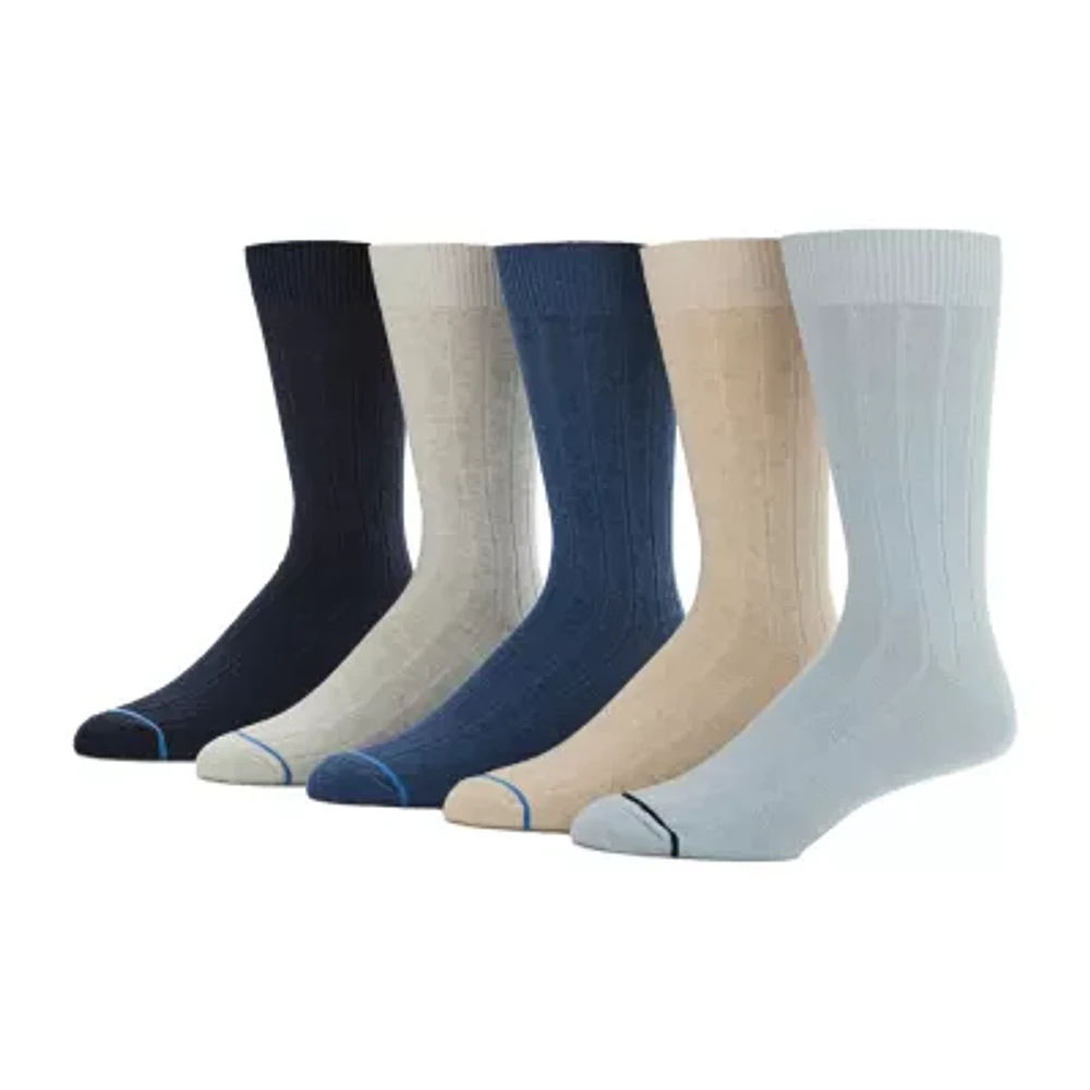 Stafford Casual Dress Cotton 5 Pair Crew Socks Mens