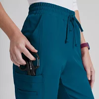 Skechers Skp623 Gamma 6-Pocket Mid-Rise Tapered Leg Womens Petite Tag Free Stretch Fabric Moisture Wicking Scrub Pant