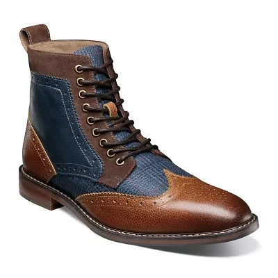 Stacy Adams Mens Finnegan Flat Heel Lace Up Boots