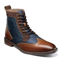 Stacy Adams Mens Finnegan Flat Heel Lace Up Boots