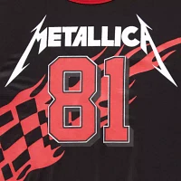 New World Juniors Metallica Cropped Mesh Jersey Womens Crew Neck Short Sleeve Graphic T-Shirt