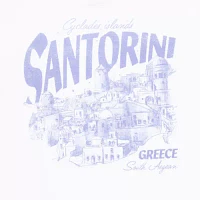 Juniors Santorini Greece Boyfriend Tee Womens Crew Neck Short Sleeve Graphic T-Shirt