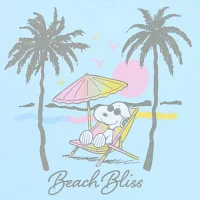Juniors Beach Bliss Oversized Womens Crew Neck Short Sleeve Peanuts Snoopy Graphic T-Shirt