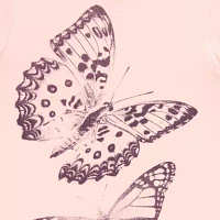 New World Juniors Floral Butterly Semi Fit Tee Womens Crew Neck Short Sleeve Graphic T-Shirt
