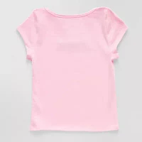 CLEVER & KIND Big Girls Embroidered Crew Neck Short Sleeve T-Shirt