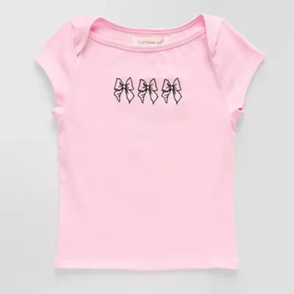 CLEVER & KIND Big Girls Embroidered Crew Neck Short Sleeve T-Shirt