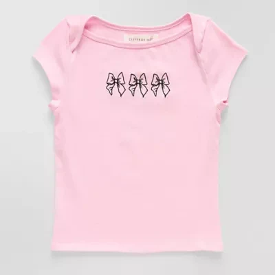 CLEVER & KIND Big Girls Embroidered Crew Neck Short Sleeve T-Shirt