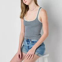 Arizona Womens Juniors Scoop Neck Sleeveless Tank Top