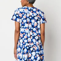 Liz Claiborne Womens V Neck Short Sleeve Blouse