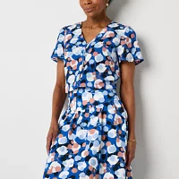 Liz Claiborne Womens V Neck Short Sleeve Blouse