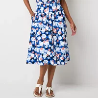Liz Claiborne Womens Mid Rise Midi A-Line Skirt