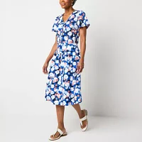 Liz Claiborne Womens Mid Rise Midi A-Line Skirt