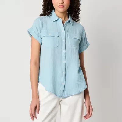a.n.a Womens Short Sleeve Blouse