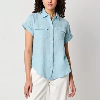a.n.a Womens Short Sleeve Blouse