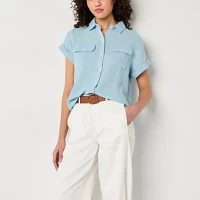 a.n.a Womens Short Sleeve Blouse