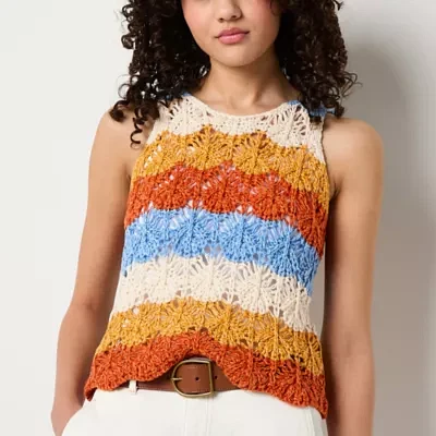 a.n.a Womens Crew Neck Crochet Pullover Sweater