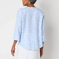 Liz Claiborne Womens V Neck 3/4 Sleeve Blouse