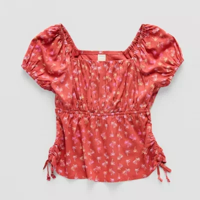 Thereabouts Little & Big Girls Square Neck Short Sleeve Blouse