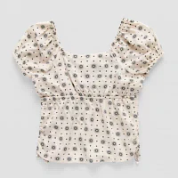 Thereabouts Little & Big Girls Square Neck Short Sleeve Blouse