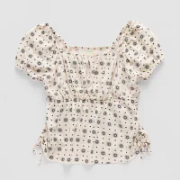 Thereabouts Little & Big Girls Square Neck Short Sleeve Blouse