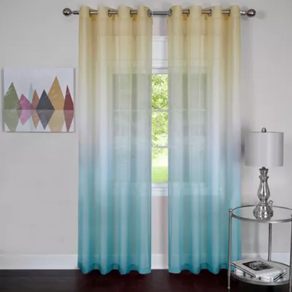 Rainbow Sheer Grommet Top Single Curtain Panel