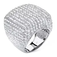 Womens Cubic Zirconia Sterling Silver Cocktail Ring