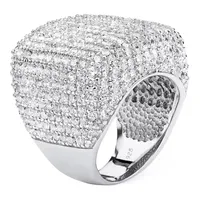 Womens White Cubic Zirconia Sterling Silver Cocktail Ring