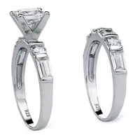 DiamonArt® Womens 3 1/2 CT. T.W White Cubic Zirconia Platinum Over Silver Bridal Set