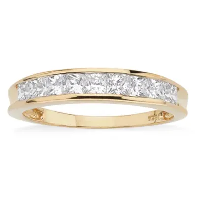 DiamonArt® 2MM / CT. T.W. White Cubic Zirconia 18K Gold Over Silver Band