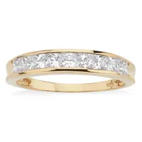 DiamonArt® 2MM / CT. T.W. White Cubic Zirconia 18K Gold Over Silver Band