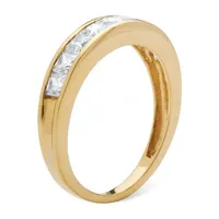 DiamonArt® 2MM 3/4 CT. T.W. White Cubic Zirconia 18K Gold Over Silver Band