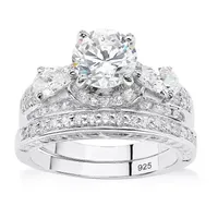 DiamonArt® Womens 3 1/2 CT. T.W White Cubic Zirconia Platinum Over Silver Bridal Set