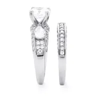 DiamonArt® Womens 3 1/2 CT. T.W White Cubic Zirconia Platinum Over Silver Bridal Set